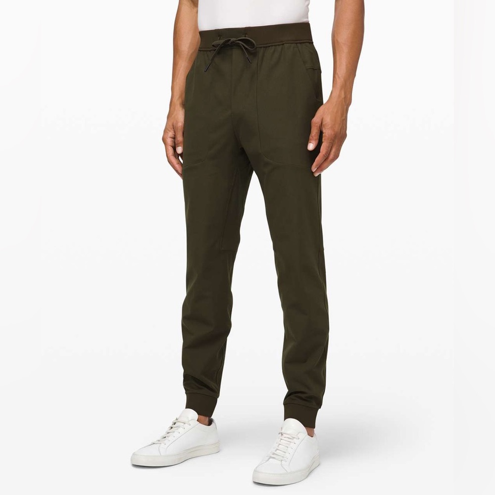 Men's Olive Green Jogger Pants - Drawstring Waist